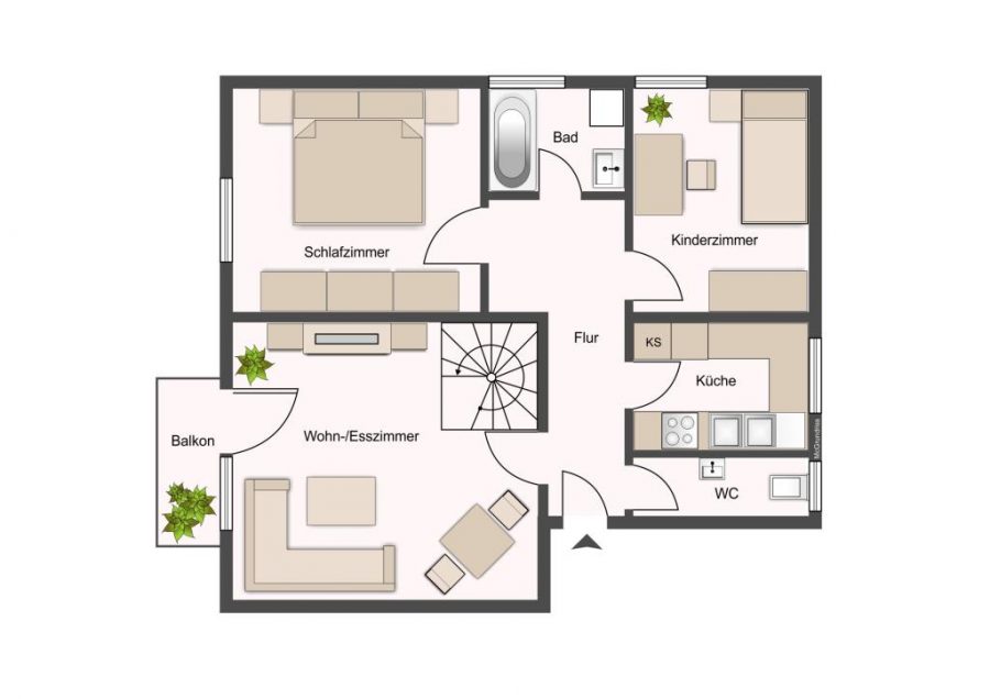 Grundriss Wohnebene 1